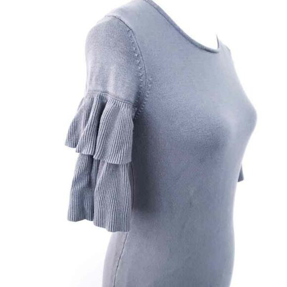 Donna Ricco Sweater Dress Gray Small, Short Sleeves Layer Ruffle Detail - Picture 5 of 7
